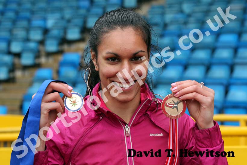 NIsha Desai (Trafford) won bronze in the 400 metres Hurdles at the 2012 England and North Champs.